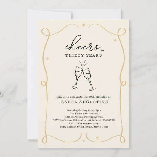 応援描Any Year Birthday Party 招待状 (正面)