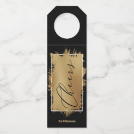 応援文字ゴールドフォイルオンブラック ボトルネックタグ