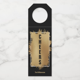 応援文字ゴールドフォイルオンブラック ボトルネックタグ