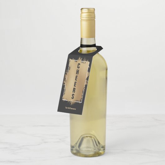 応援文字ゴールドフォイルオンブラック ボトルネックタグ (アングル)