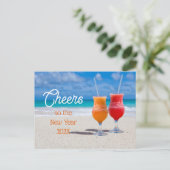 応援新年のグリーティングドリンクのビーチ ポストカード (スタンド正面)