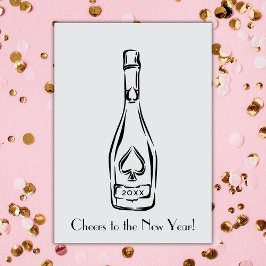 応援新年シャンパンボトル挨拶 カード
