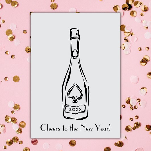 応援新年シャンパンボトル挨拶 カード