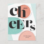 応援新年抽象芸術ターコイズメロン シーズンポストカード (正面)