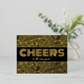 応援新年!幾何学的タイポグラフィ実在 箔シーズンポストカード (立ち正面)