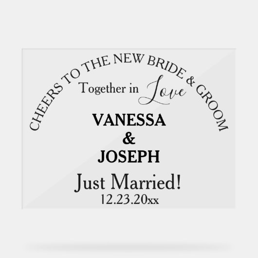 応援新郎新婦たった今結婚しましたブラックネーム澄ん アクリルサイン (正面)