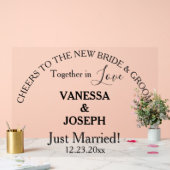 応援新郎新婦たった今結婚しましたブラックネーム澄ん アクリルサイン (ウェディング)