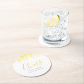 応援暖かい黄色モダンアート水の色のカニ ラウンドペーパーコースター (インサイチュ)