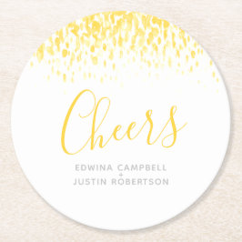 応援暖かい黄色モダンアート水の色のカニ ラウンドペーパーコースター