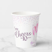 応援水彩ピンクシャンパン記念日 紙コップ (正面)