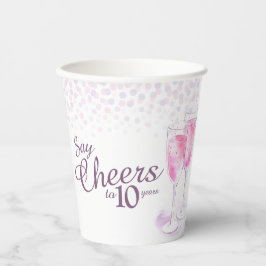 応援水彩ピンクシャンパン記念日 紙コップ