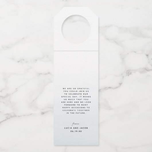 応援海ブルーウォーター色の目的地の結婚式 ボトルネックタグ (裏面)