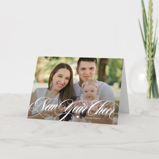 応援渦巻形のハッピーニューイヤー折り畳みフォトカード シーズンカード (正面)