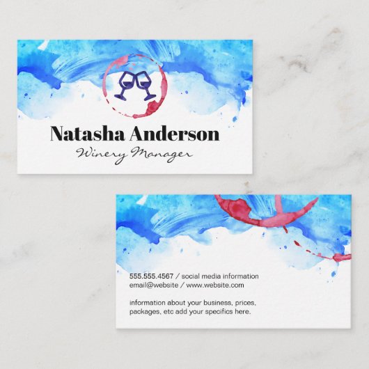 応援眼鏡 | 水彩背景 名刺 (正面/裏面)