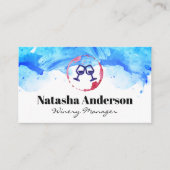 応援眼鏡 | 水彩背景 名刺 (正面)