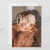 応援第40回モダン女性用フォト誕生日 招待状 (正面)