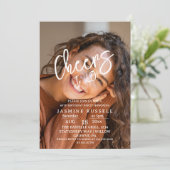 応援第40回モダン女性用フォト誕生日 招待状 (スタンド正面)