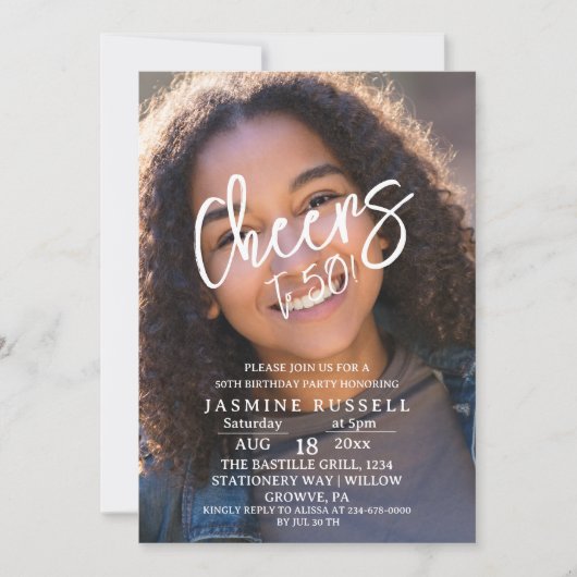応援第50回モダン写真誕生日 招待状 (正面)
