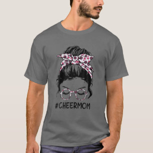 応援素晴らしママLeopard Messy Bunチアリーダーモス Tシャツ