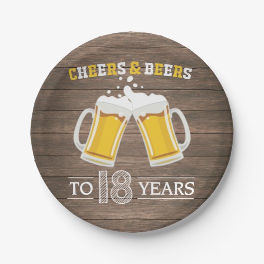 応援素朴とビールから18年紙プレート ペーパープレート (正面)