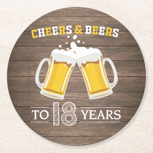 応援素朴とビールから18年 ラウンドペーパーコースター (正面)