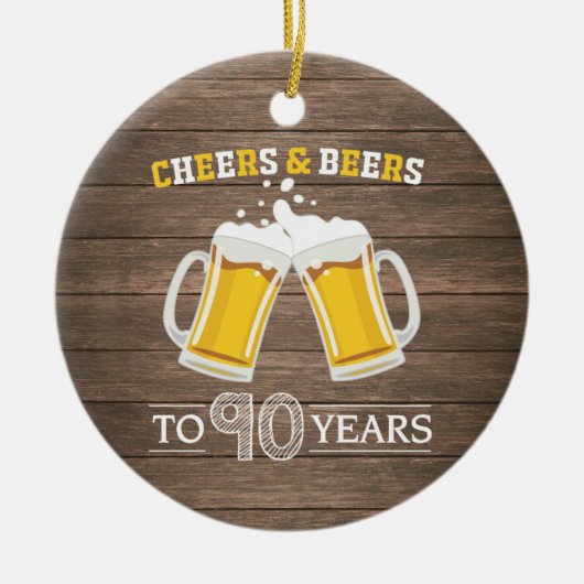 応援素朴とビールが90年 セラミックオーナメント (正面)