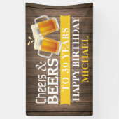 応援素朴とビールズが30歳の誕生日イエローでおめでとう 横断幕 (縦)