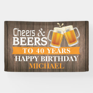 応援素朴とビールズが40歳の誕生日を祝うオレンジ 横断幕