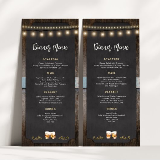 応援素朴ウイスキーのショットをテーマにしたディナーメニュー メニュー