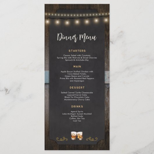 応援素朴ウイスキーのショットをテーマにしたディナーメニュー メニュー (正面)