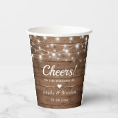 応援素朴ウッドストリングライトウェディングパーティー 紙コップ (裏面)