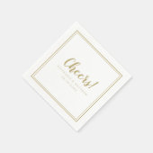 応援結婚のお祝いモダン金ゴールドと白 スタンダードカクテルナプキン (角)