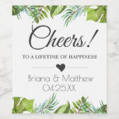 応援結婚のワインラベル |トロピカル葉 ワインラベル (シングルラベル)