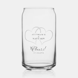 応援結婚の婚約ハート名日付カスタム ガラス缶