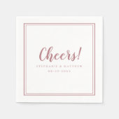 応援結婚ズお祝いダスティモダンバラピンク スタンダードカクテルナプキン (正面)