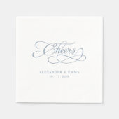 応援結婚ズダスティブルー&ホワイト書道 スタンダードカクテルナプキン (正面)