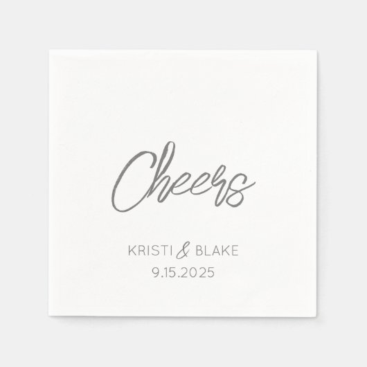 応援結婚ズDATEカップル名ミニマルモダンリスト スタンダードカクテルナプキン (正面)