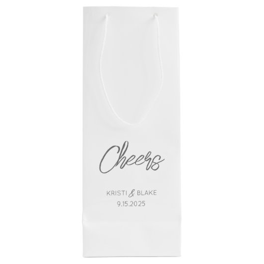 応援結婚ズDATEカップル名ミニマルモダンリスト ワインギフトバッグ (裏面)