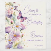 応援蝶の生涯にブライダルシャワー ワインラベル (シングルラベル)