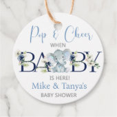 応援象ポップ・アートの象の男の子のシャワーラベル。 フェイバータグ (正面)