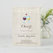 応援赤と白ワイン誕生日パーティー – 任意の年齢 招待状 (スタンド正面)