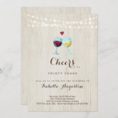 応援赤と白ワイン誕生日パーティー – 任意の年齢 招待状 (正面/裏面)