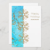 応援金ゴールドと水彩会社クリスマス サンキューカード (正面/裏面)