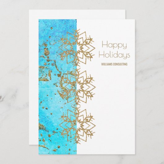 応援金ゴールドと水彩会社クリスマス サンキューカード (正面/裏面)