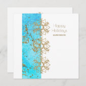 応援金ゴールドと水彩会社クリスマス サンキューカード (正面/裏面)