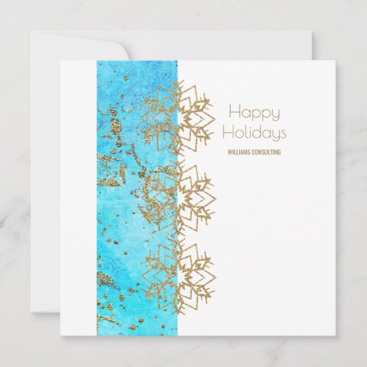 応援金ゴールドと水彩会社クリスマス サンキューカード (正面)