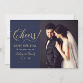 応援金ゴールドネイビー新年結婚の写真 シーズンカード (正面)