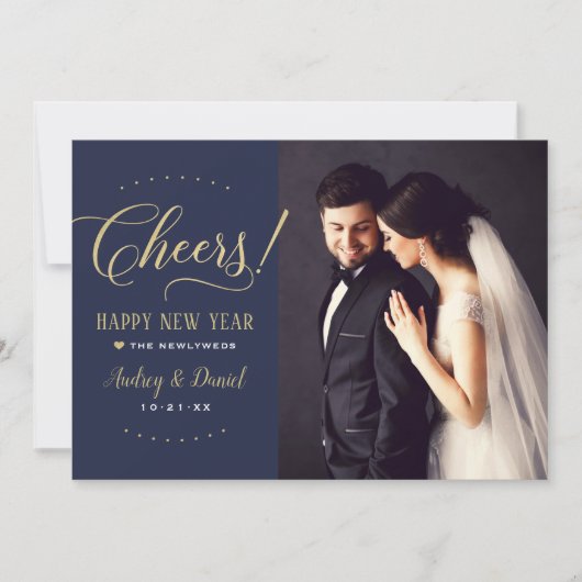 応援金ゴールドネイビー新年結婚の写真 シーズンカード (正面)