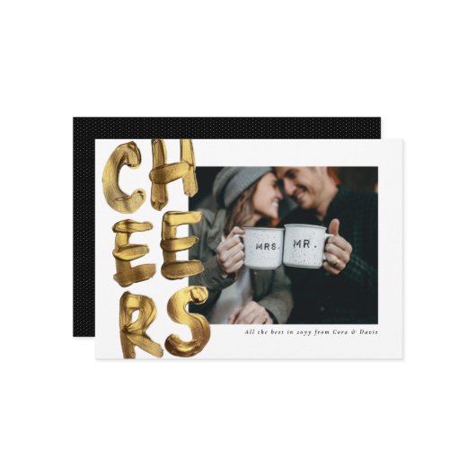 応援金ゴールドハッピーニューイヤー写真 シーズンカード (正面/裏面インサイチュ)