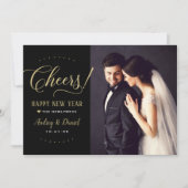 応援金ゴールドブラックHappy New 結婚 Year's Photo シーズンカード (正面)